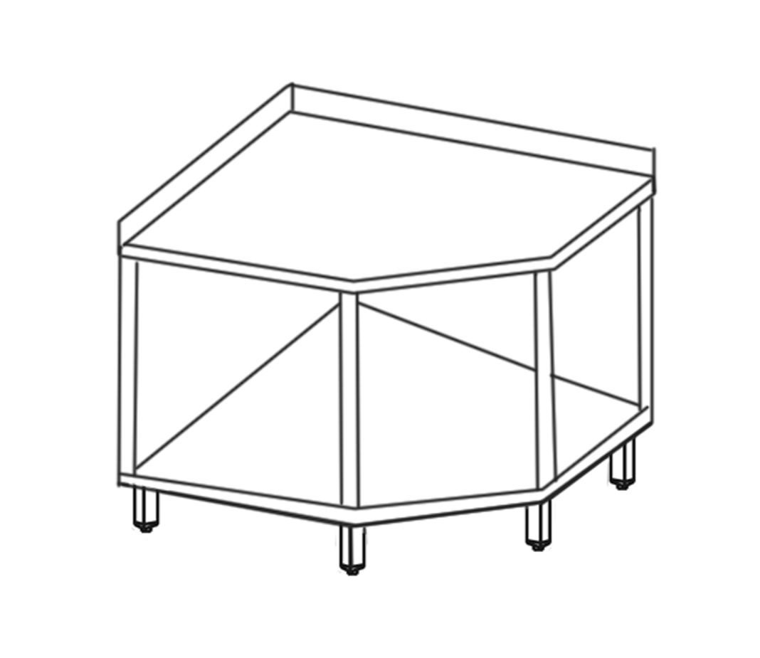 Tavolo sagomato con ripiano